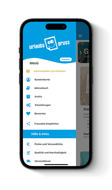 Urlaubsgruss Gewinnspiel Teilnahme in der App