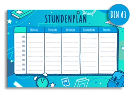 Bild eines Stundenplans im XL Format - DIN A3 Stundenplan zum ausdrucken